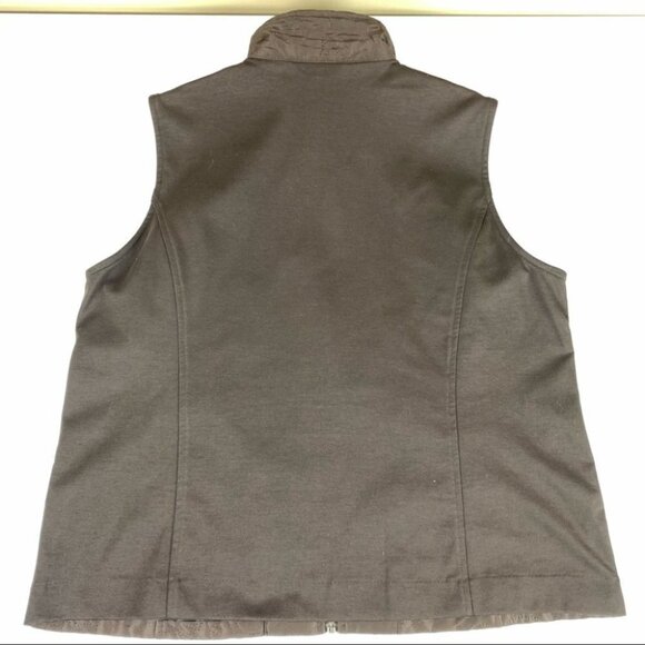 Alia Petite Collarless Brown  Floral Embroidered Vest - Picture 4 of 12